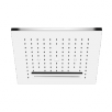Parti esterne per sistema multifunzione 350x350 con effetto cromoterapia COLOUR disattivabile a piacere. Versione per fissaggio a soffitto/controsoffitto, con funzioni PIOGGIA/CASCATA/NEBULIZZATA. Abbinabile a miscelatori termostatici alta portata 3, 4, 