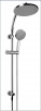 Sistema doccia con soffione anticalcare snodato,asta saliscendi con doccetta a 3 getti,deviatore e presa acqua incorporati nell'attacco inferiore,flessibile m.1,50;fissaggio superiore libero. Gest